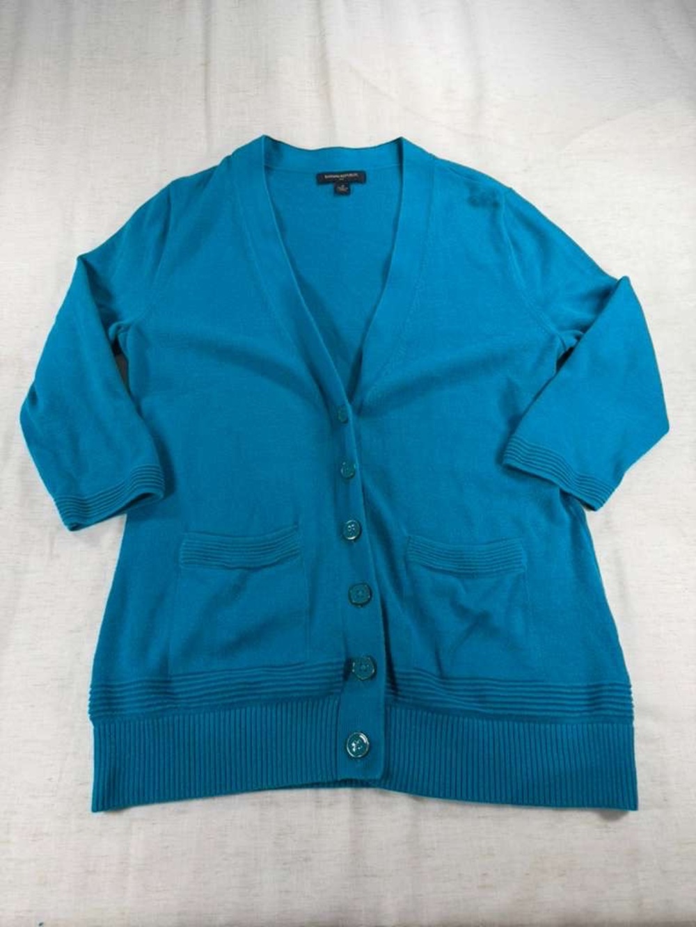 Banana Republic Teal V-Neck Button Cardigan Sweater